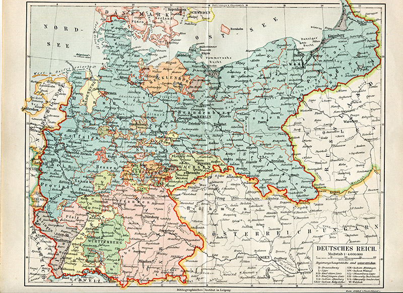 Old Map of Germany in German