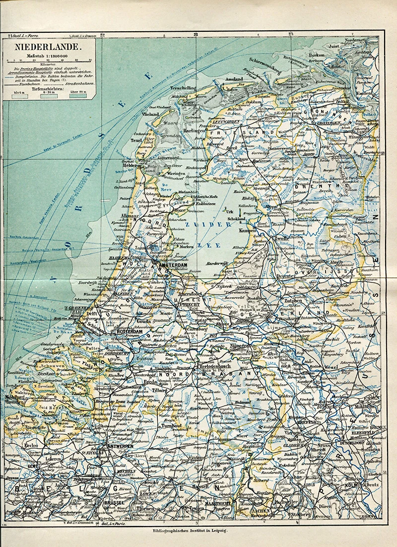 Old Map of Netherlands -