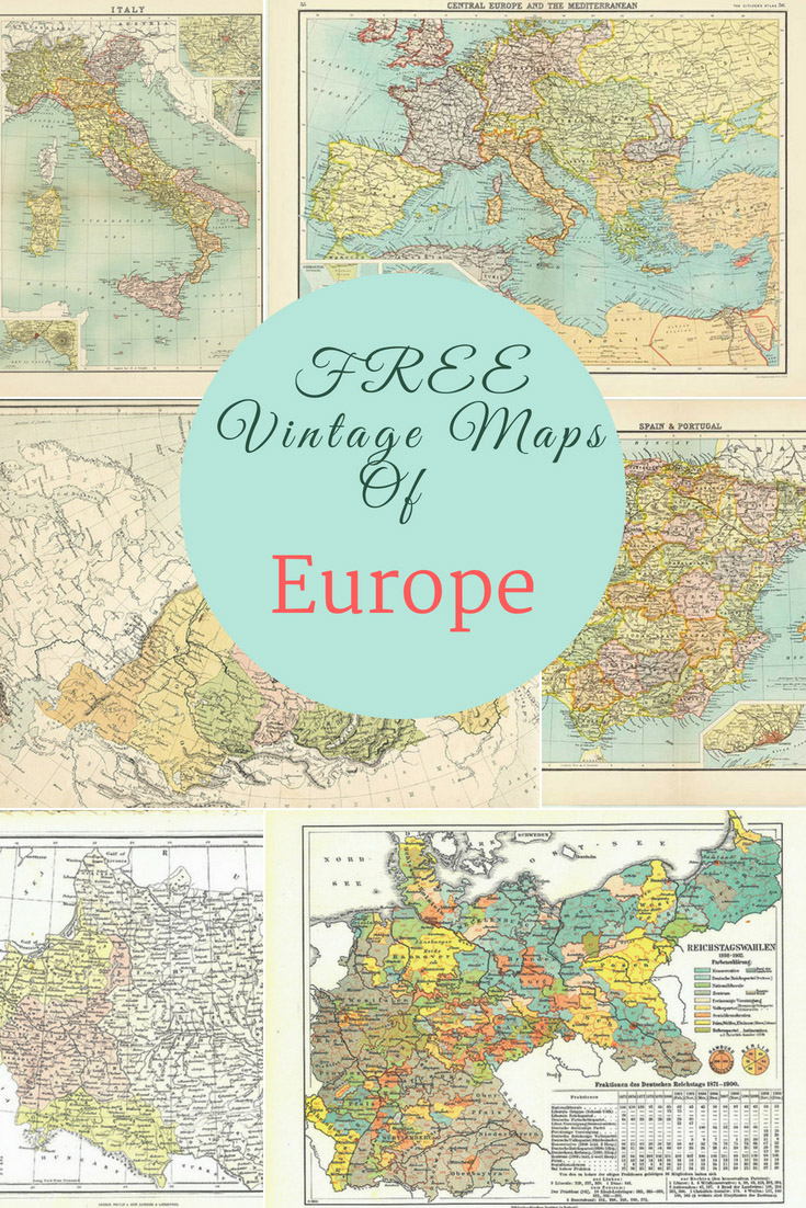 FREE vintage maps of Europe pin