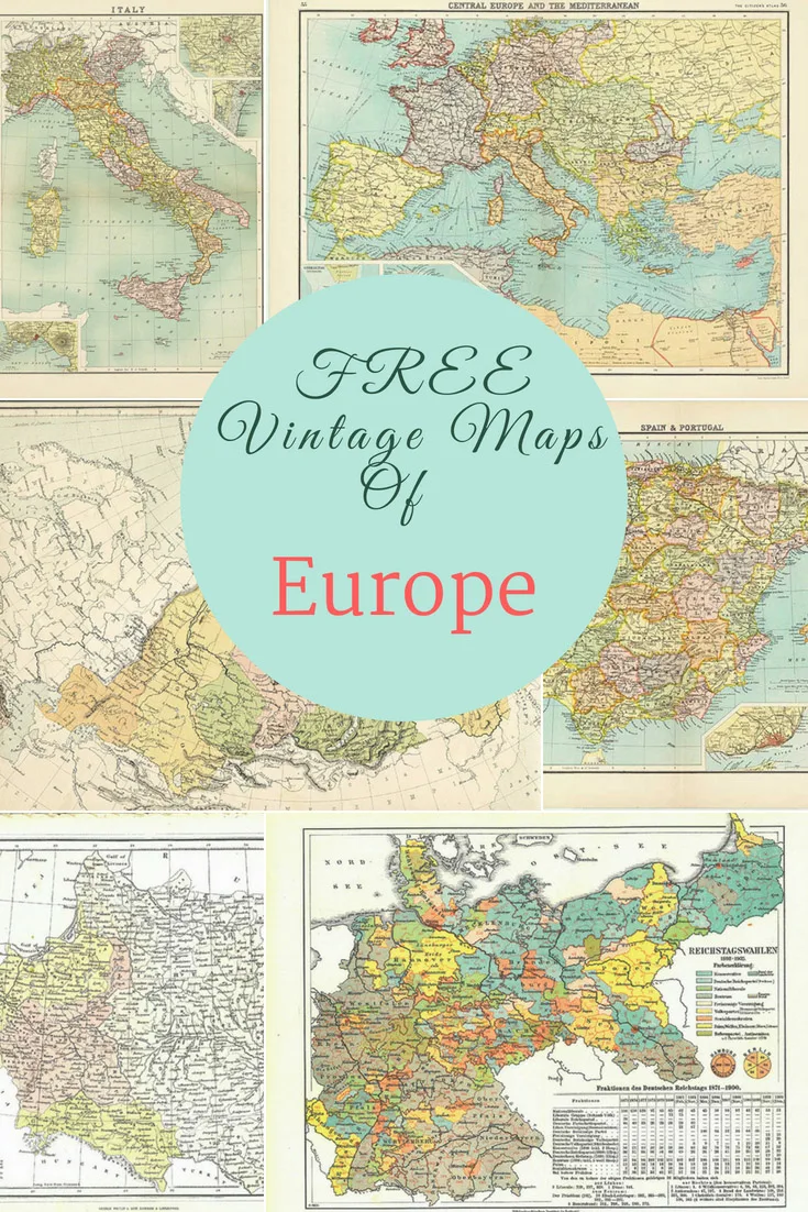 FREE vintage maps of Europe pin