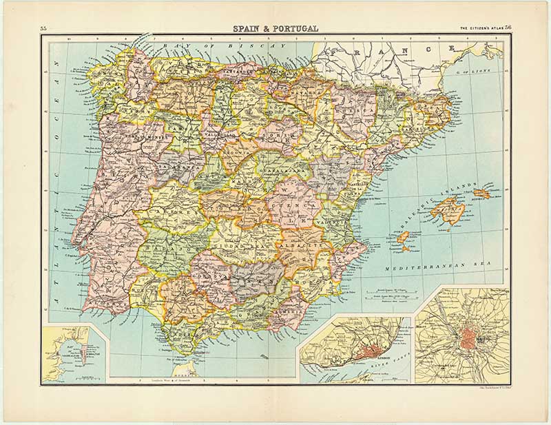 Vintage Spain and Portugal Citizen Atlas