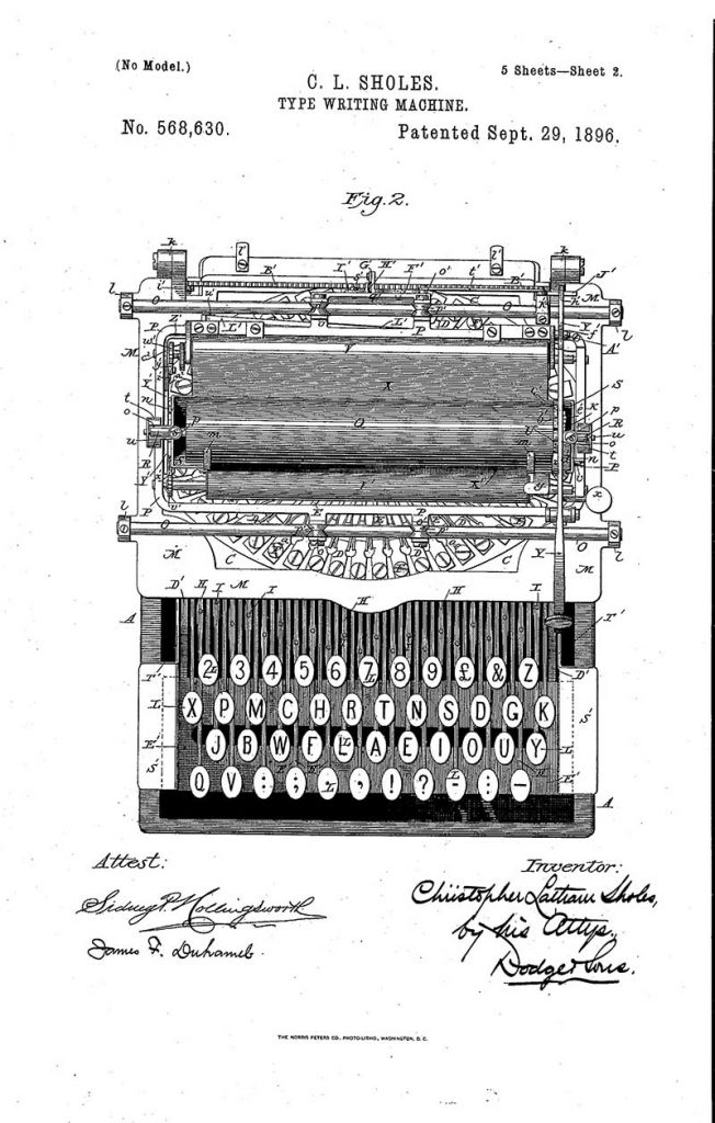 Typewriter patent 1896