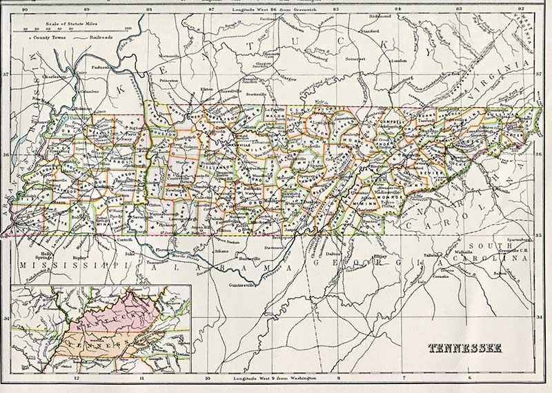 Old Map of Tennessee