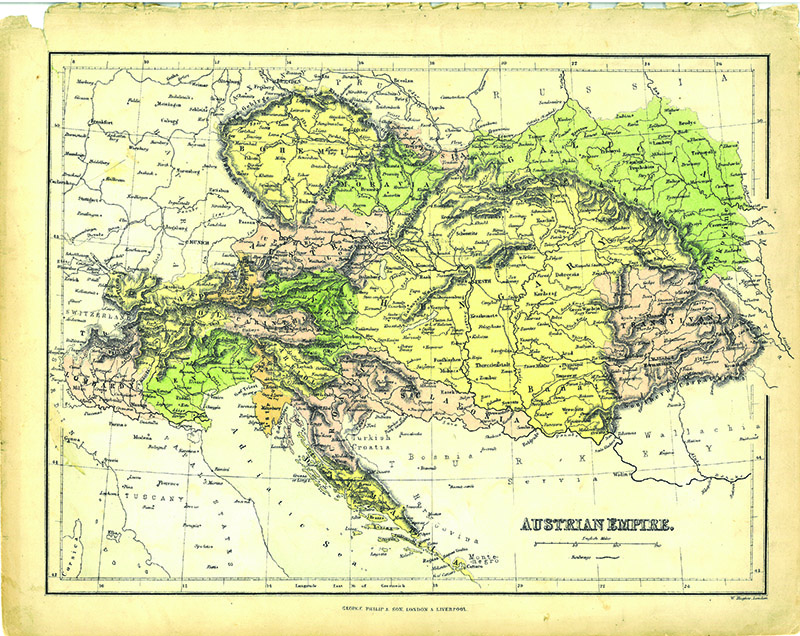 Vintage Map of Austrian Empire - George Philip and Son s