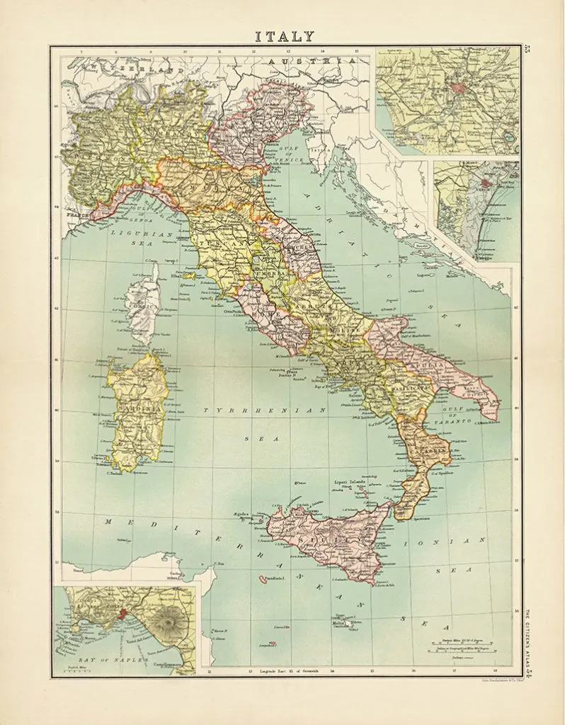 Vintage Map of Italy Citizen Atlas