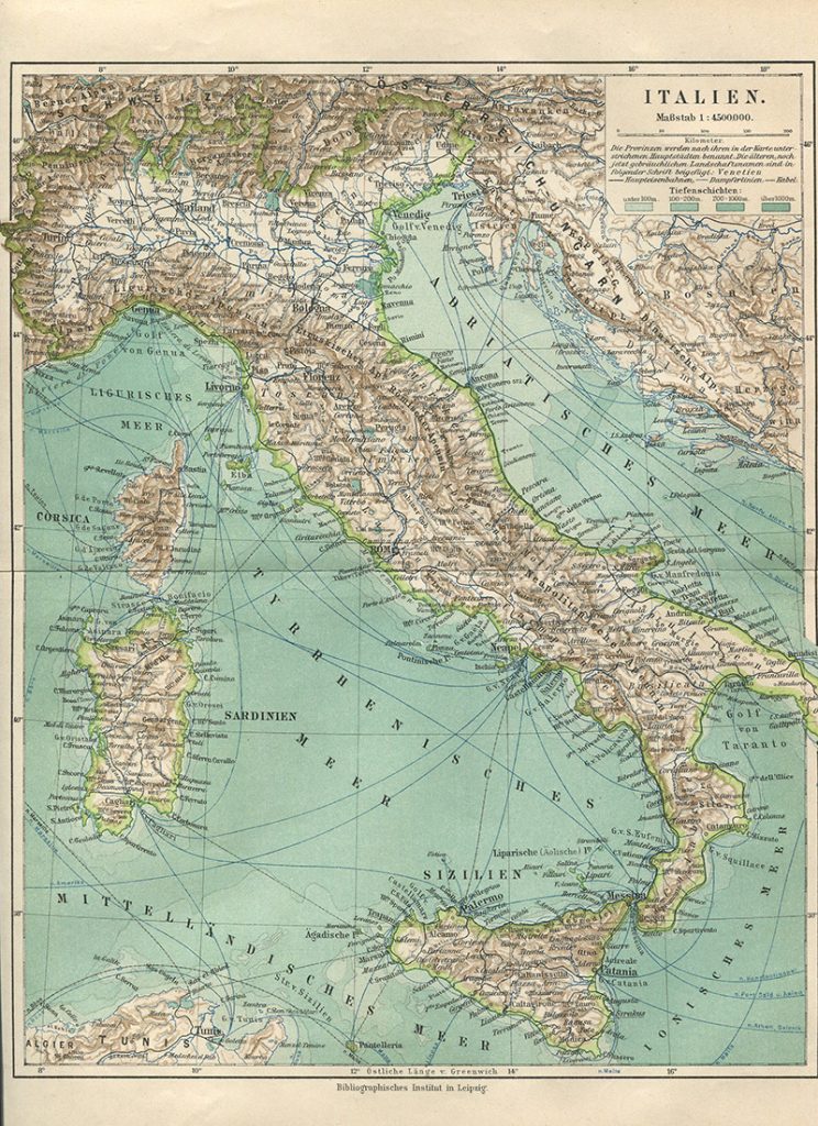 Vintage Map of Italy (German Atlas)