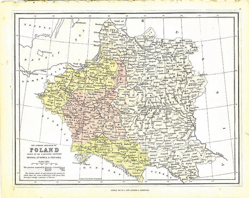 Vintage map of Poland 