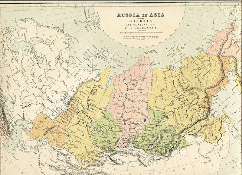 Vintage map of Russia in Europe 