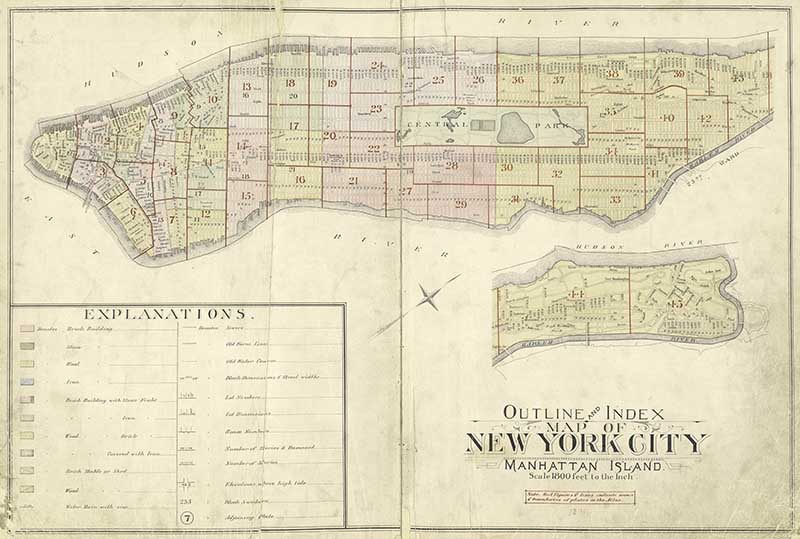 Vintage New York Map Manhattan Island Pictureboxblue