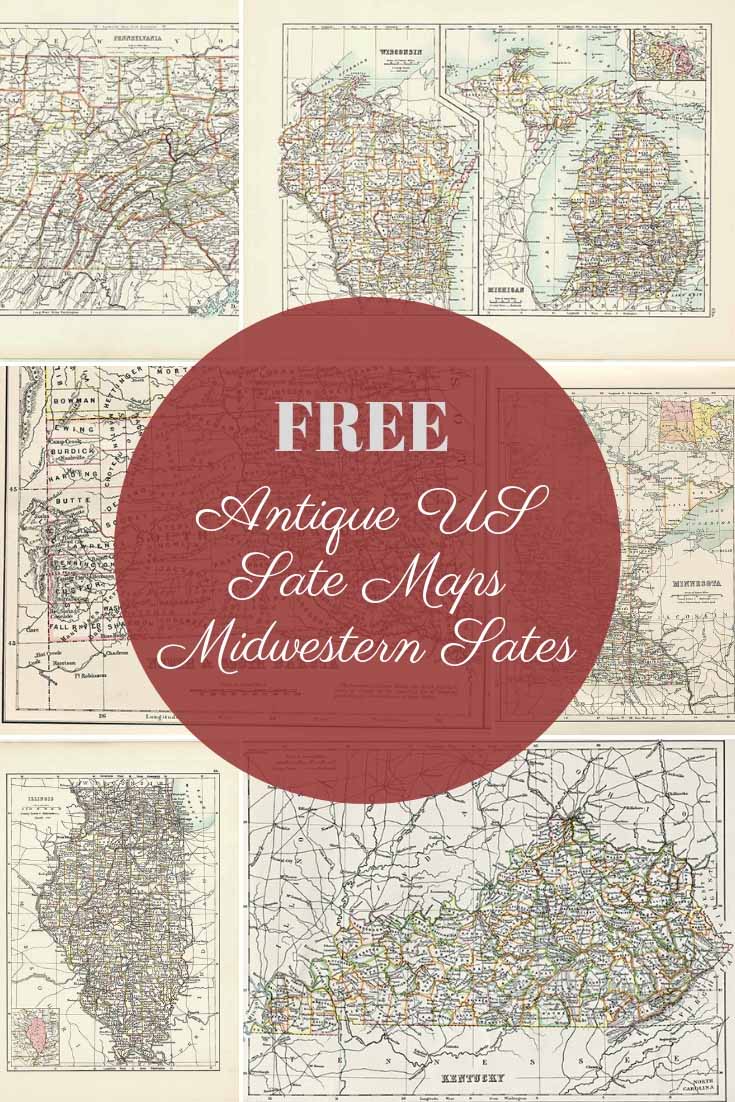 FREE antique US state maps (midwestern)