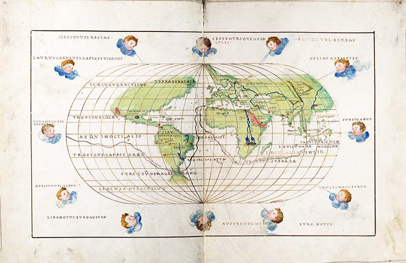 World Map with winds Battista Agnese 1554