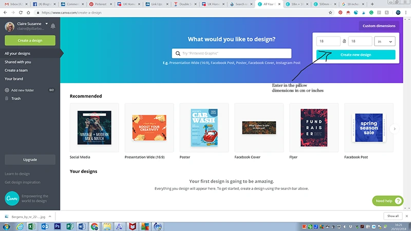 Creating pillow canvas in Canva