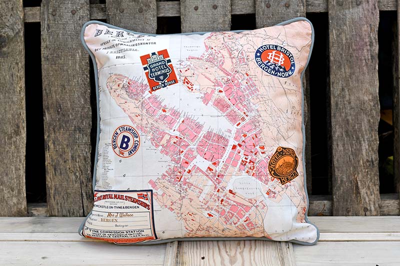 Vintage Map pillow printed