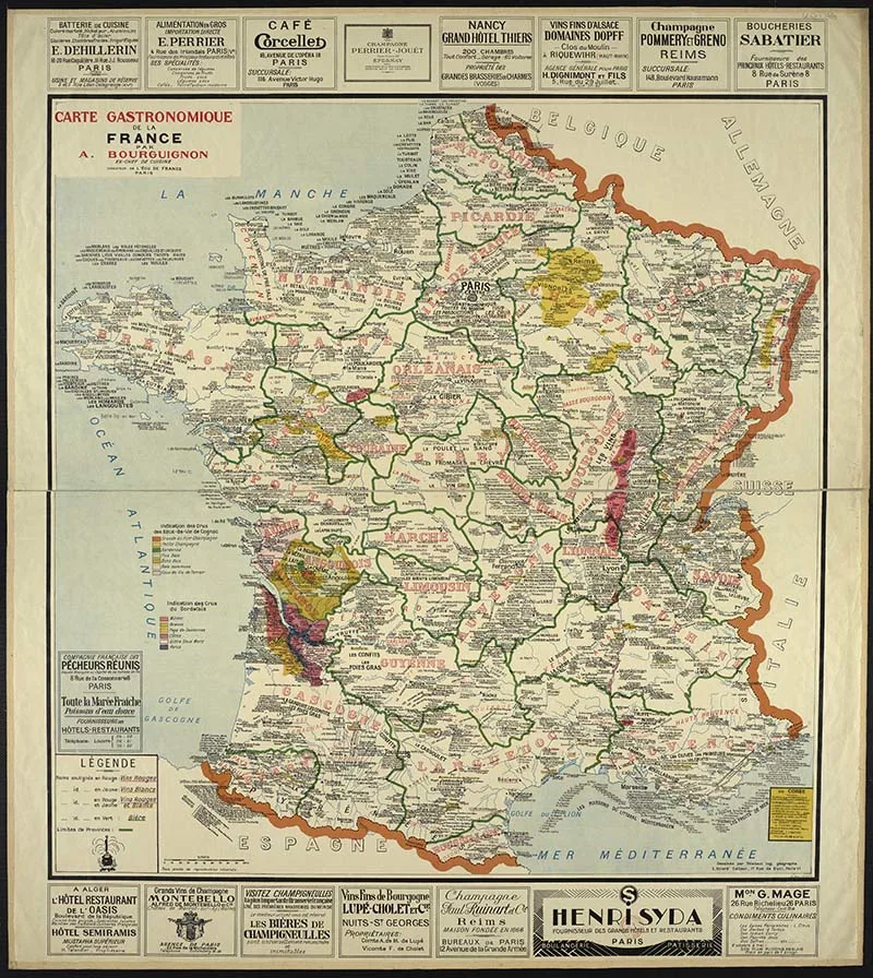 Gastronomic map of France 1929