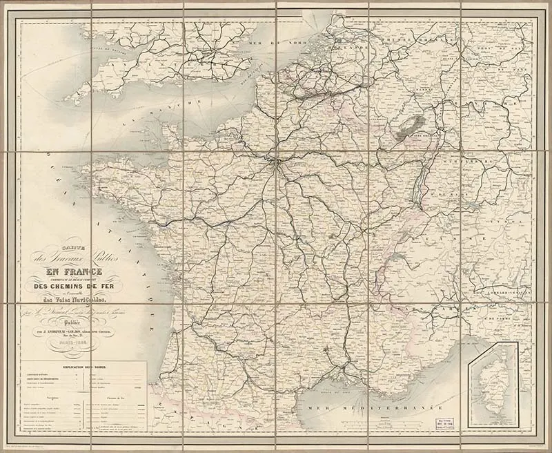 Public work map of France 1865 free to download