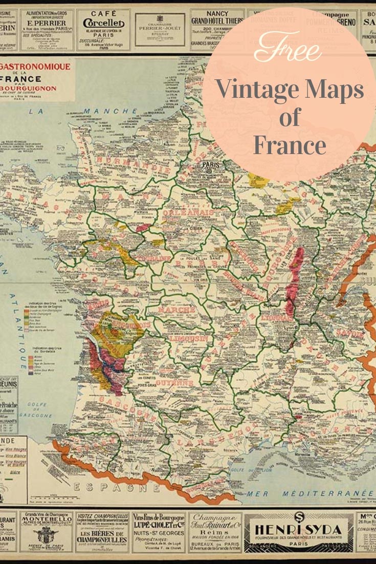 FREE printable vintage maps of France 