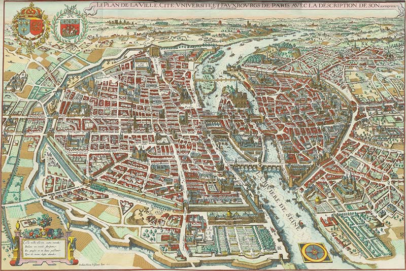 Gorgeous vintage maps of Paris to download including this Plan De Merain from 1615.
