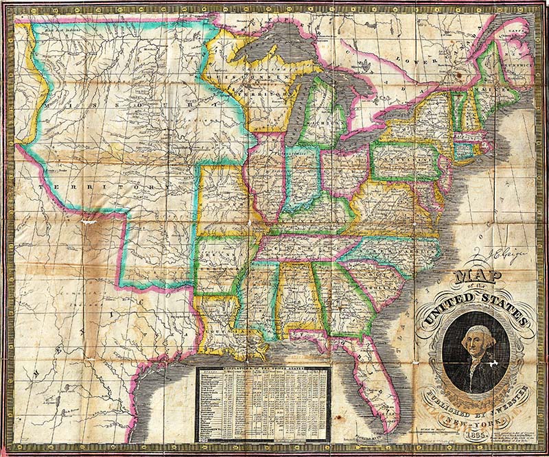 Websters 1835 Map of USA