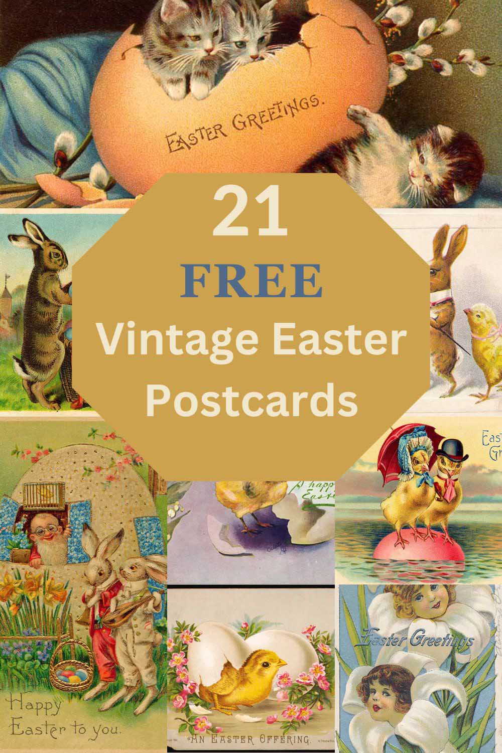21 free vintage postcards pin