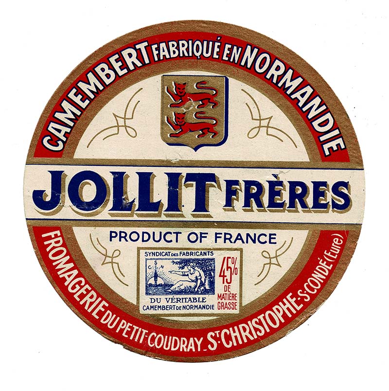 vintage cheese label Jollit freres Camembert
