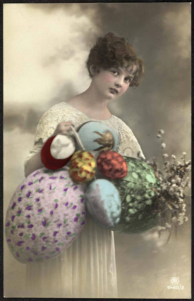 Woman with bouquet of eggs