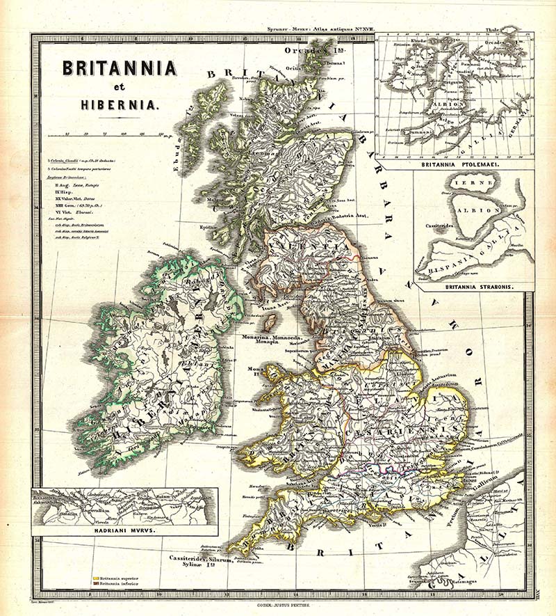 Map of Britannia and Hibernia (Britain and Ireland). 