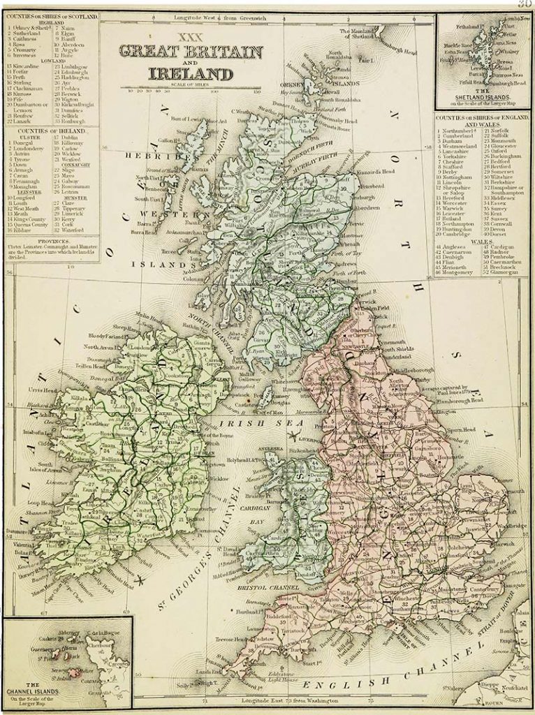 Map Great Britain and Ireland 1865