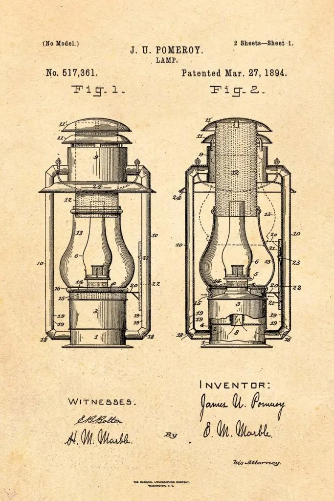 hurricane lamp vintage patent image
