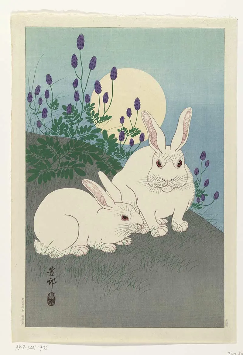 Ohara Koson bunny rabbit painting