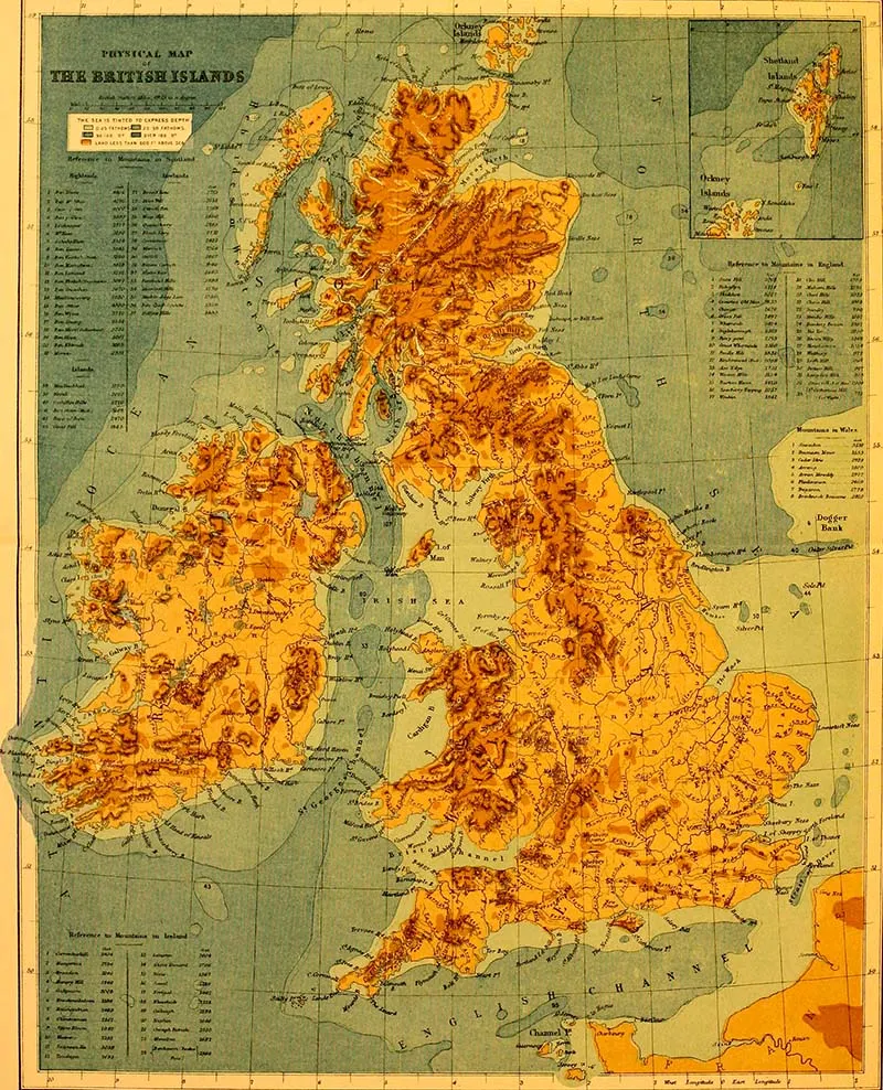 Physical geography map of Britain