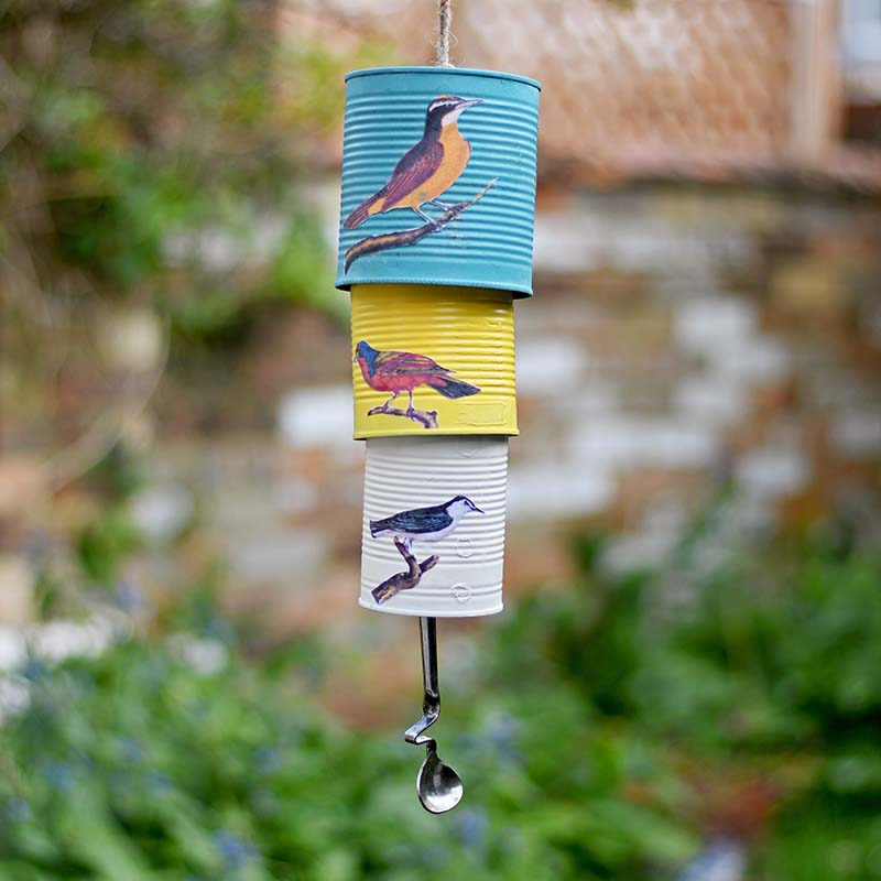 decoupage tin can wind chime