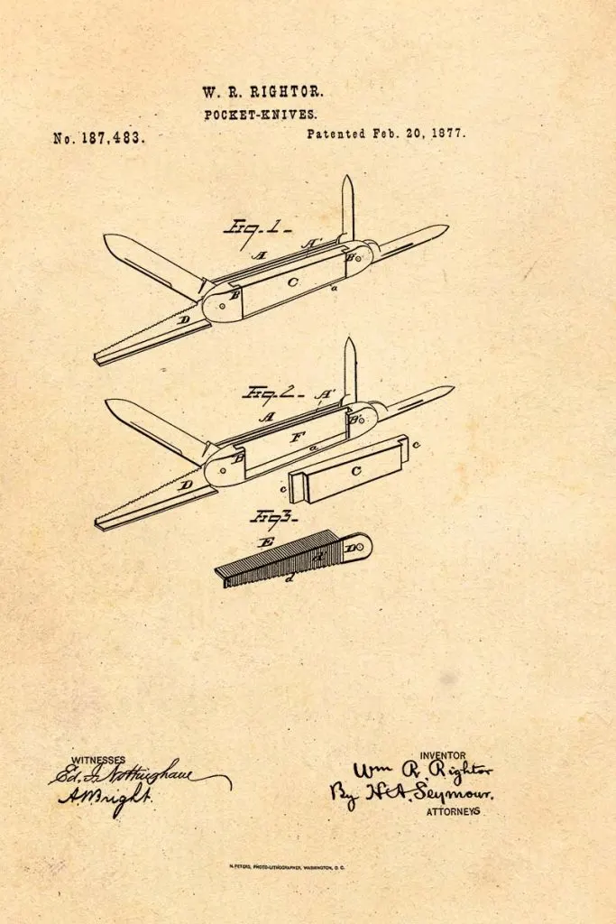 Pen Knife Patent 1877