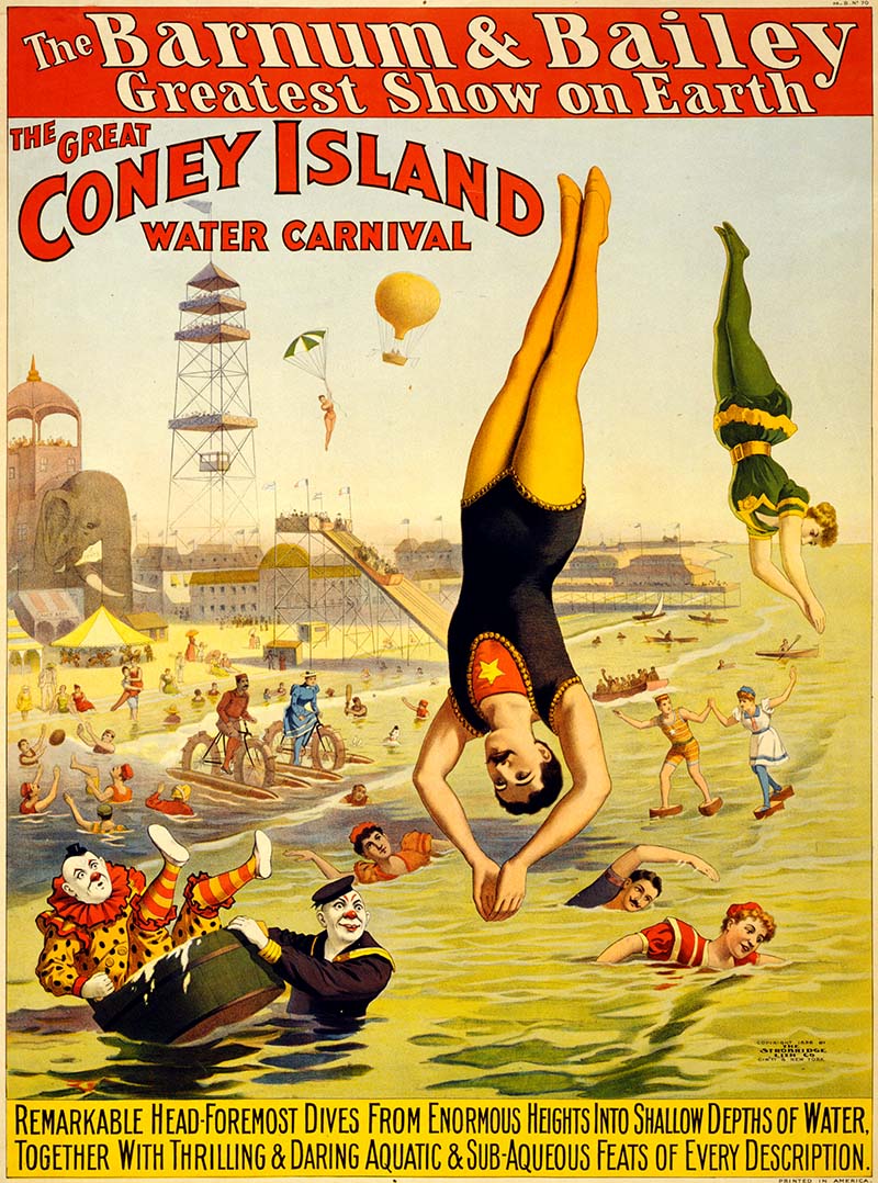 Barnum & Baily Coney Island Water Carnival vintage circus poster