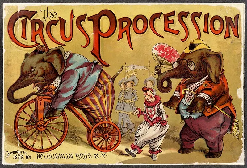 circus elephant procession