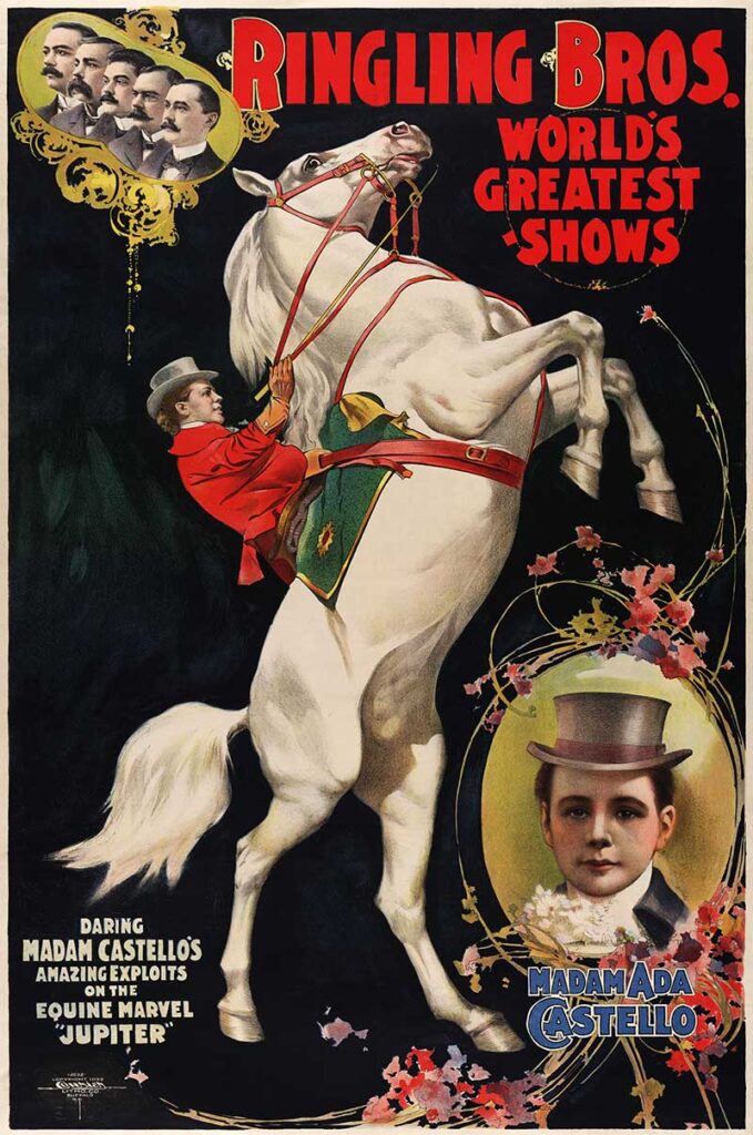 Ringling Bros Circus poster with Jupiter the white horse.