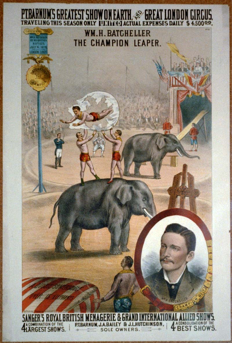 Batcheller the worlds greatest leaper vintage circus poster