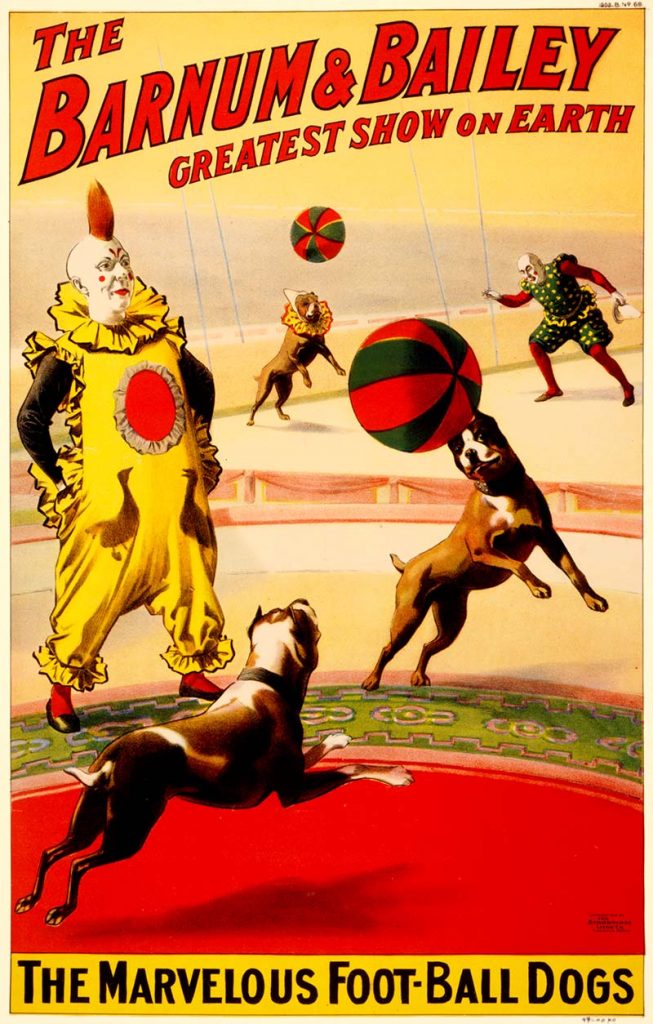 Marvellous football dogs vintage circus posters