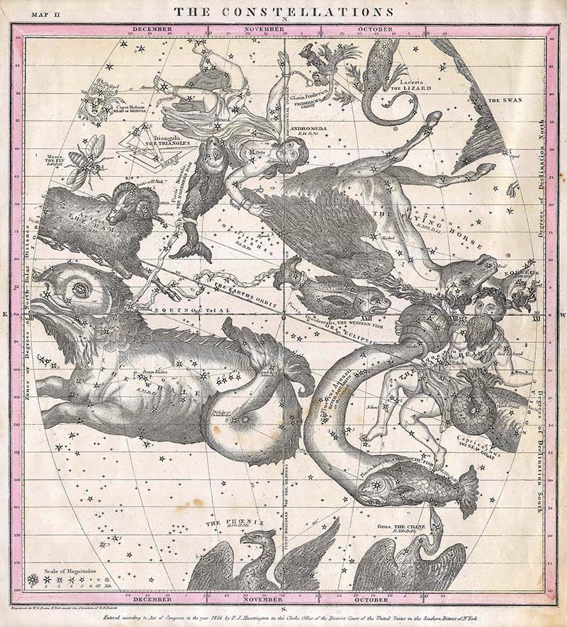 Constellations map posters October November december