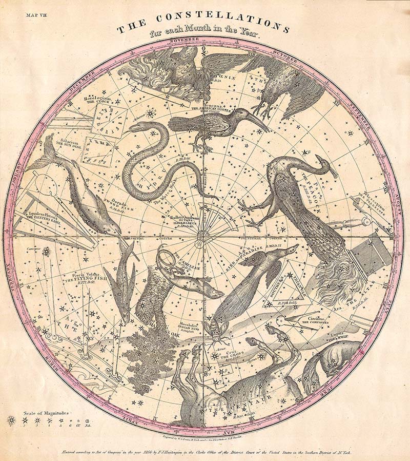 Constellation Map of the Stars of Southern Hemisphere
