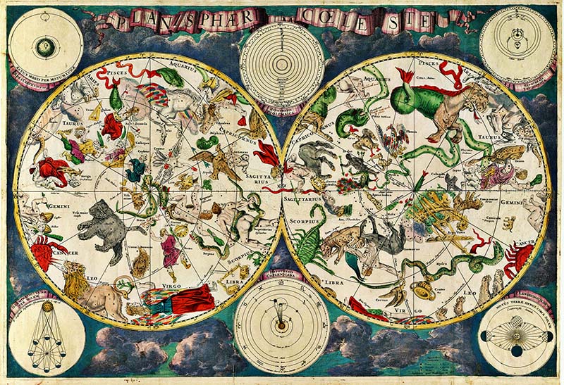 constellation map showing the creatures
