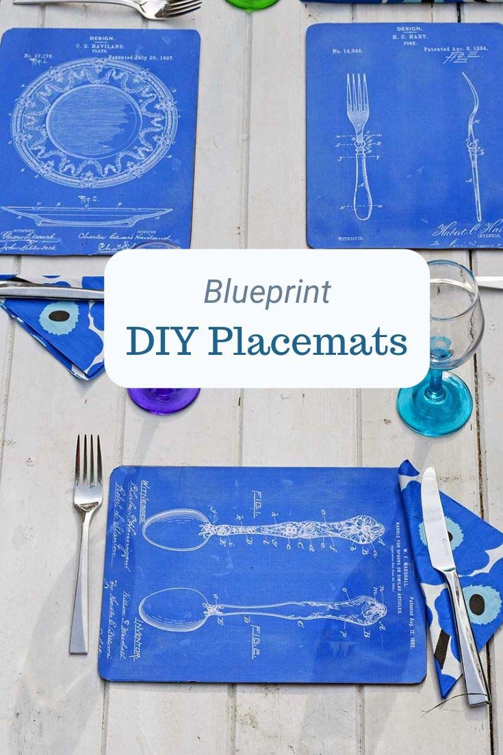 Vintage blueprint DIY placemat 