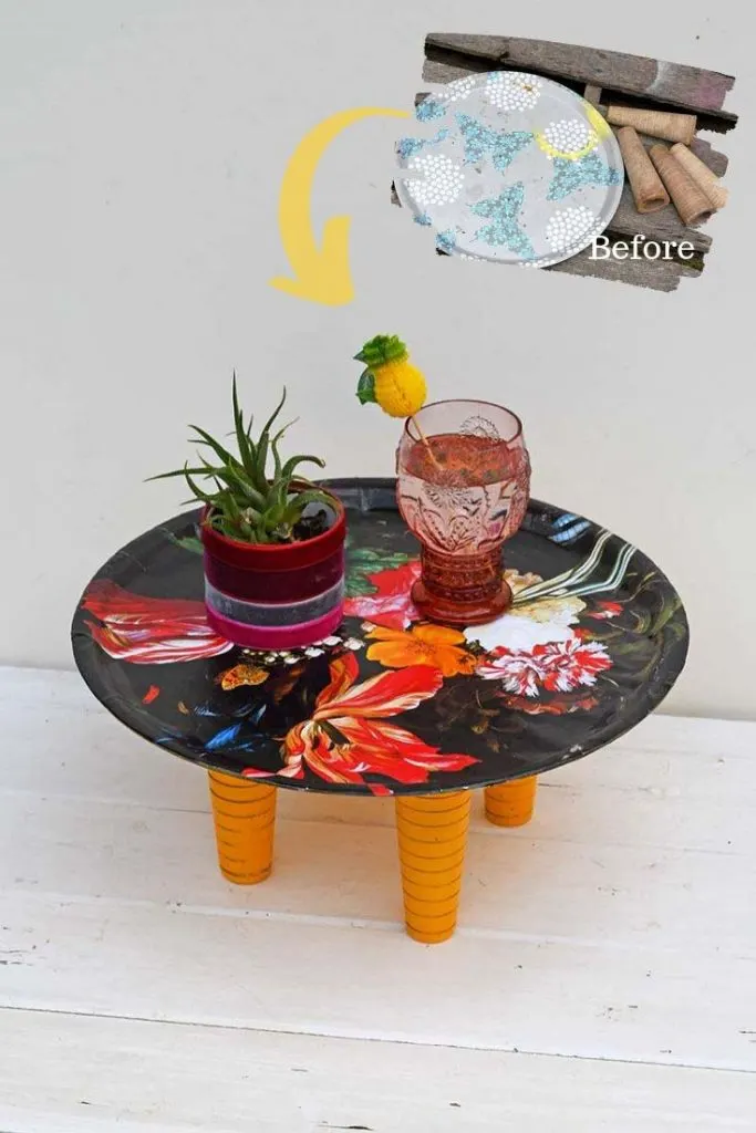 flowers decoupage tray table decoupage