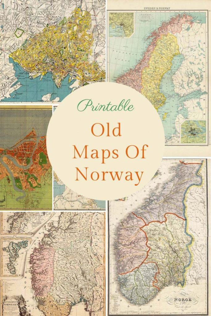 vintage maps of Norway to print