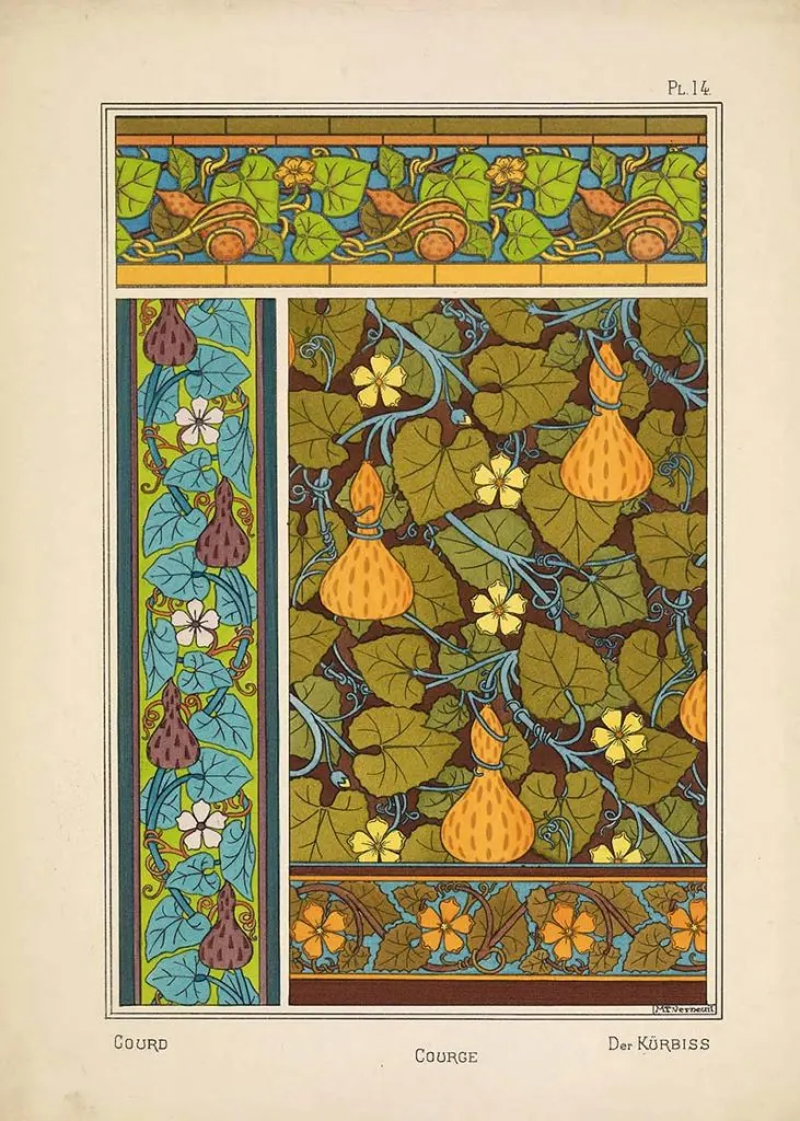 Art Nouveau flower Pattern courge