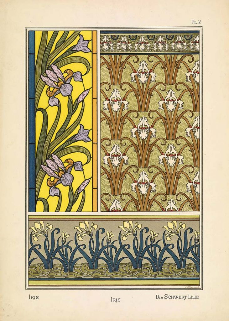 Art Nouveau Flower pattern Iris