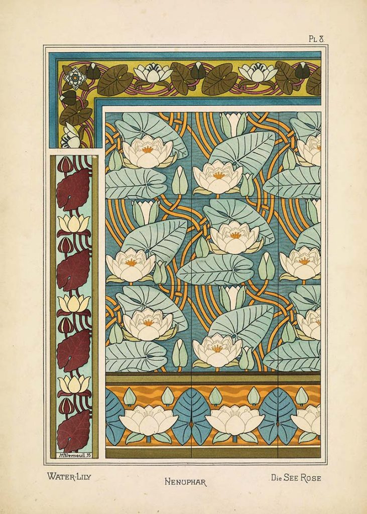 Art Nouveau Flower water lilly pattern