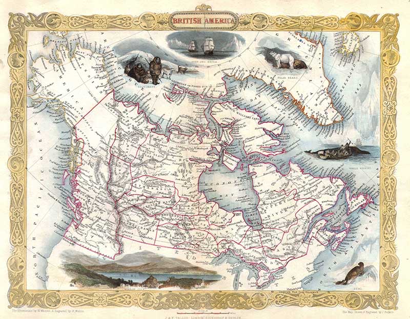 1849 old map of Canada