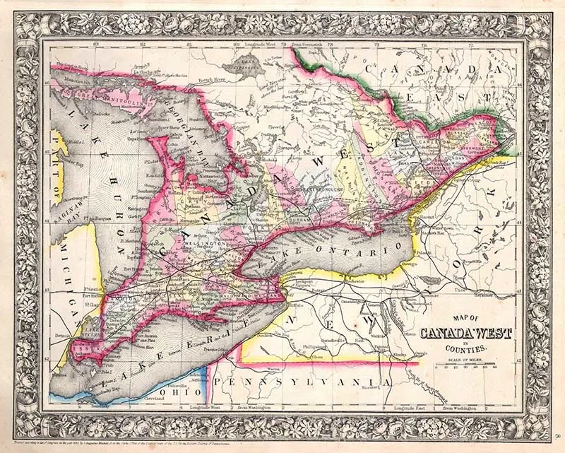 Old map Ontario Canada