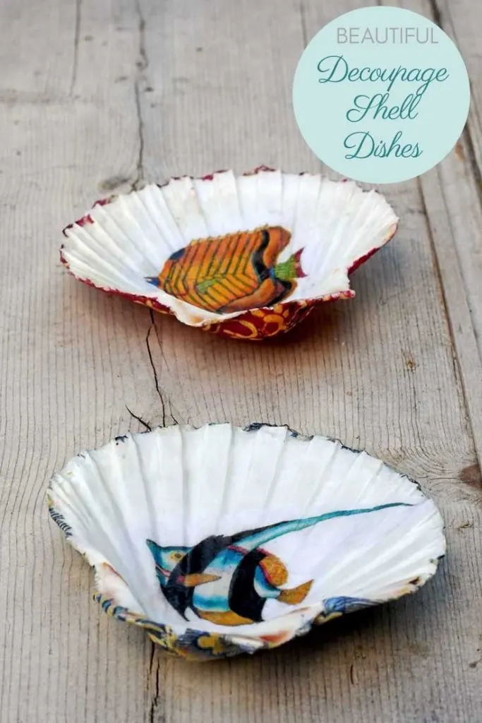 Decoupage shell dishes