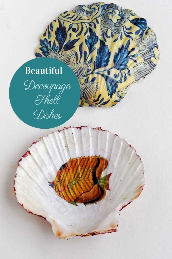 Beautiful decoupage shell dish